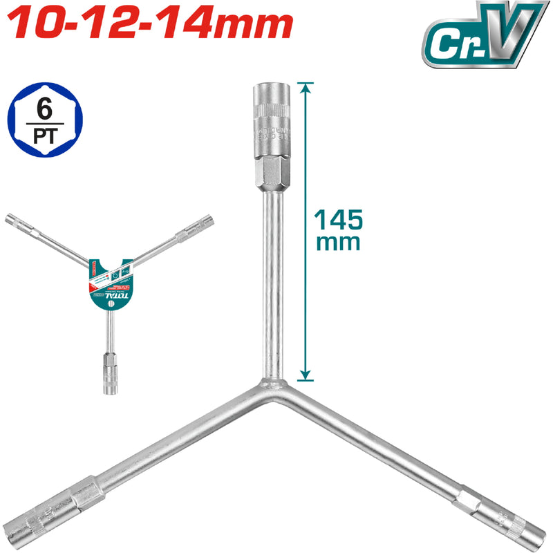 Llave Y Para Dados de  llantas, 10-12-14MM