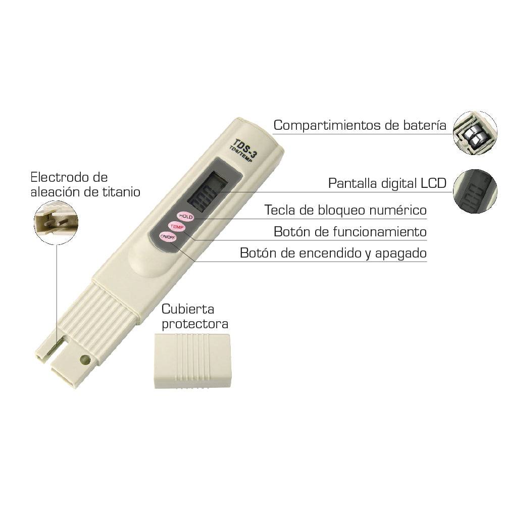 TDS-3 Medidor De Pureza Del Agua, Mide Las Particulas Por Millon Ppm En El Agua