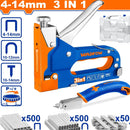 Grapadora 3 en 1. Sacagrapas y Juego de grapas (500 grapas, 500 grapas U, 500 grapas Brad) 4-14mm