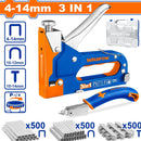 Grapadora 3 en 1. Sacagrapas y Juego de grapas (500 grapas, 500 grapas U, 500 grapas Brad) 4-14mm