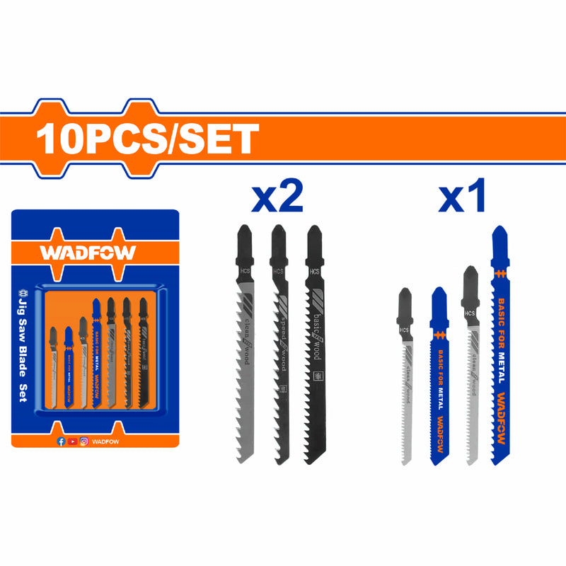 Hojas de Sierra Caladora Mixtas. (HCS 101D,HCS 244D, HCS 111C,HCS 101AO, HSS 118A) Set 10 pzas.