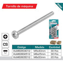 30/Pza Tornillo De Maquina M6x25mm. Cabeza Plana. Galvanizado.