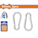 Mosquetones máx 60Kg. Acero al carbono. Set de 2 piezas. Eslabones de Resorte