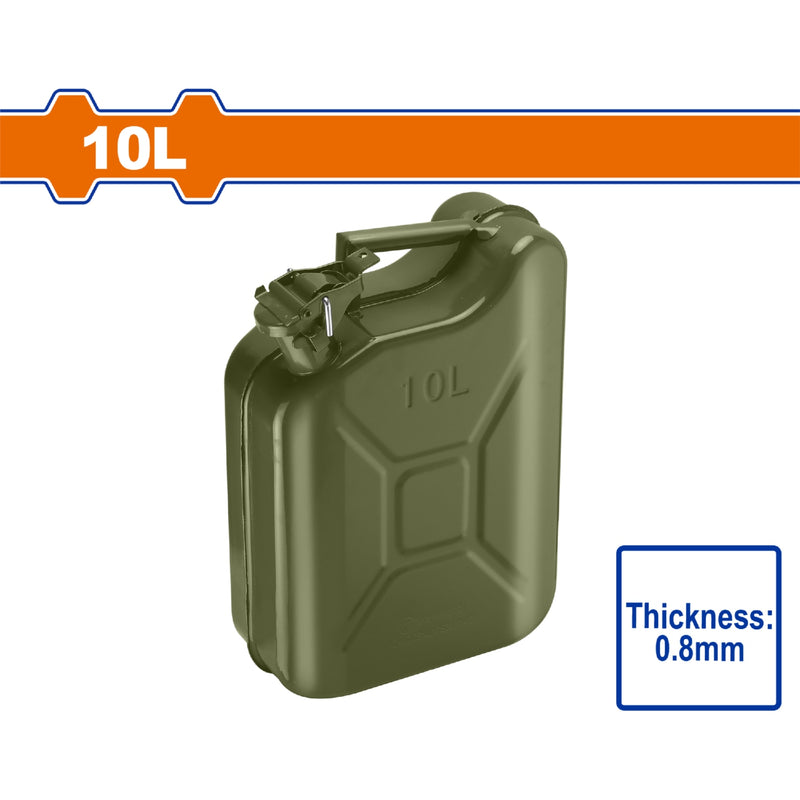 Tanque para Gasolina recipiente de Acero 10L. Espesor: 0.8mm. Cierre Seguro. Resistente al uso. Caneca combustible