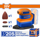 Lijadora delt orbital de Mano Inalámbrica 20V 12000rpm Incluye lijas y almohadillas. Batería y cargador por separado.