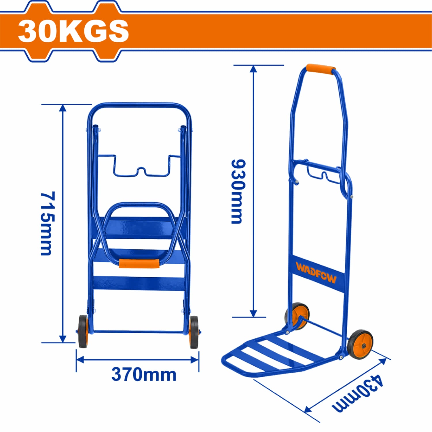 Carretilla de Carga Plegable 30Kgs. Extendido: 930x370x430mmmm. Plegado: 715x370x110mm Trolley carga.