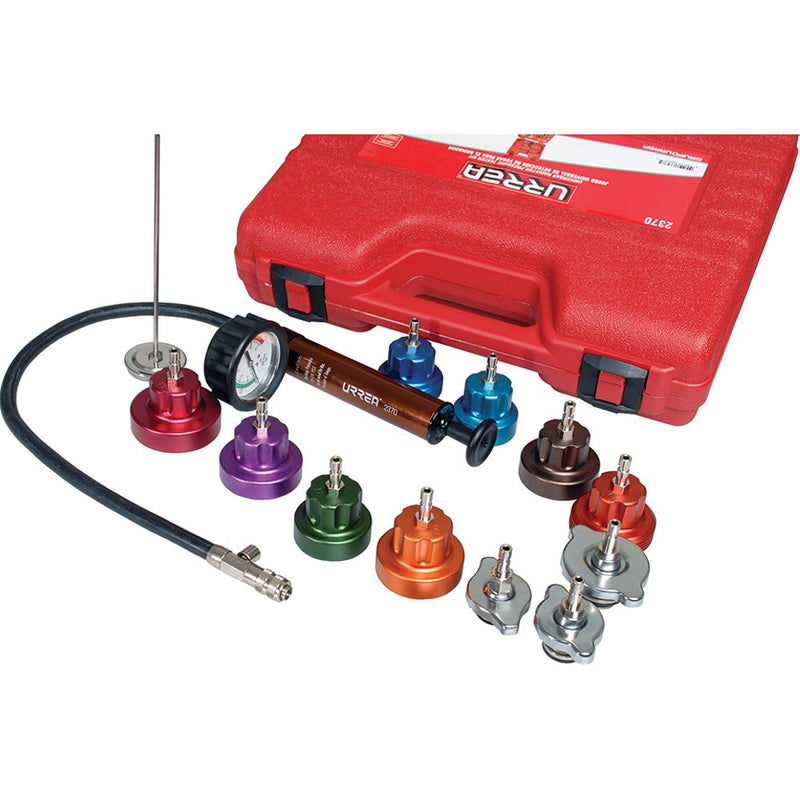 Juego para detección de fugas en radiador 14 piezas Urrea