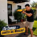Pistola Lanzadora de Sal Mata Moscas con Sistema de Bombeo Manual, Mira Superior y Depósito Visible. MataInsectos. Color Amarillo y Negro.