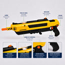 Pistola Lanzadora de Sal Mata Moscas con Sistema de Bombeo Manual, Mira Superior y Depósito Visible. MataInsectos. Color Amarillo y Negro.