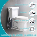 Ducha Sanitaria Tipo Teléfono de Acero Inoxidable 304 con Manguera 1.4m. Bidet de Mano para Inodoro con Válvula en T 3/8". Rociador Higiénico.