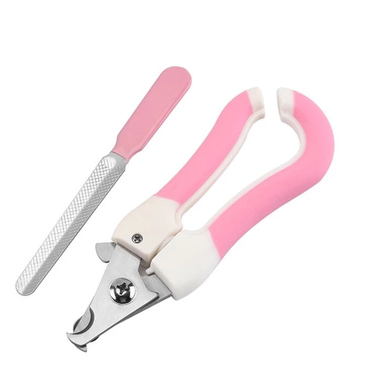 Cortador de uñas y lima para mascotas, de acero inoxidable. Para mascotas pequeñas. Color Rosado.