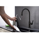 Grifo de color negro mate para fregador de cocina de acero inoxidable con manguera extraible MULINO