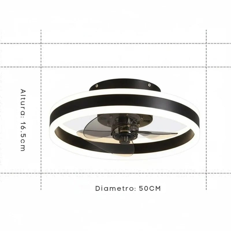 Abanico de Techo Ventilador LED 96W(Color Negro). 3 Tonos de Luz y 6 Velocidades. Ventilador Silencioso 110V (50cm)