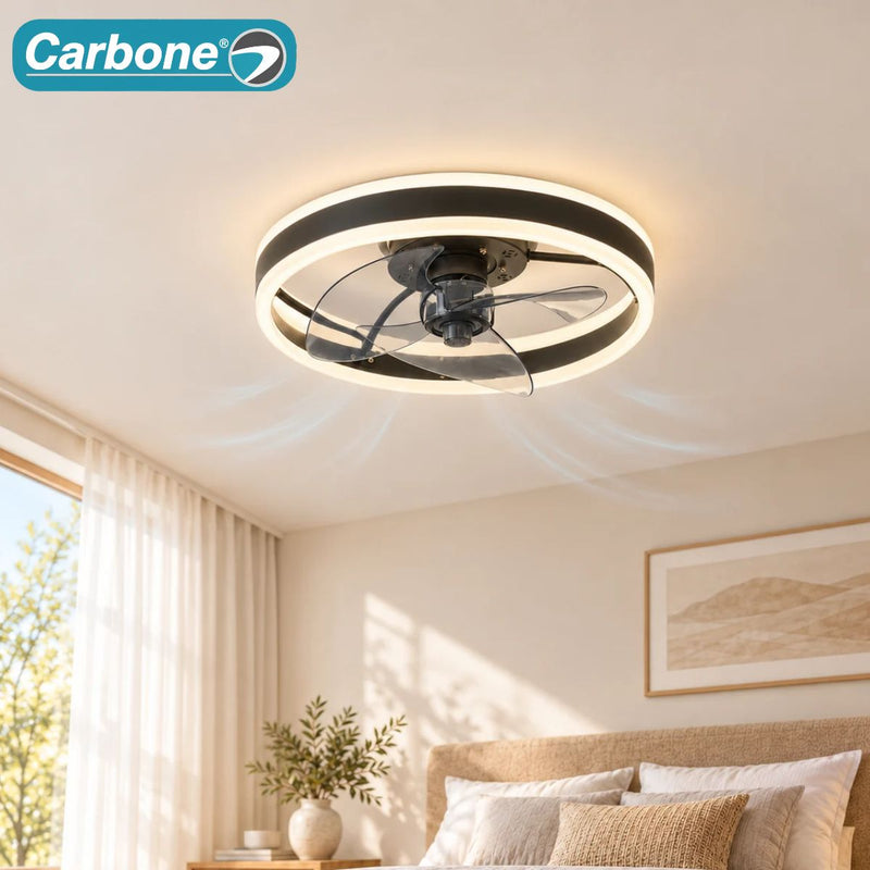 Abanico de Techo Ventilador LED 96W(Color Negro). 3 Tonos de Luz y 6 Velocidades. Ventilador Silencioso 110V (50cm)