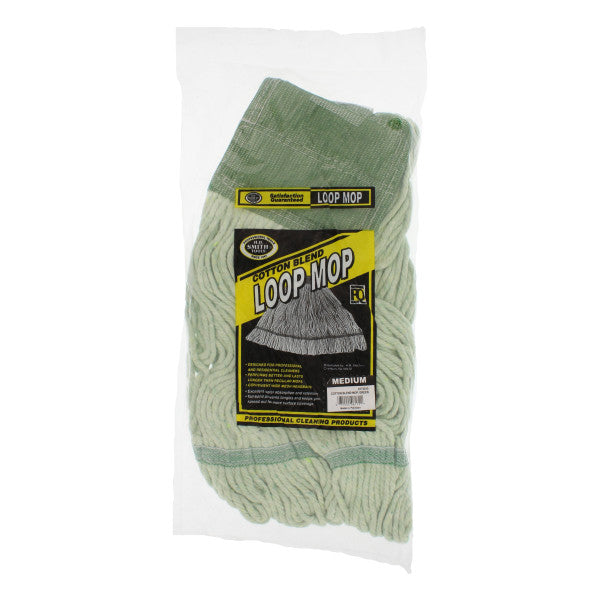 Mopa de repuesto de mezcla de algodón de 4 capas para trapeador. Color verde