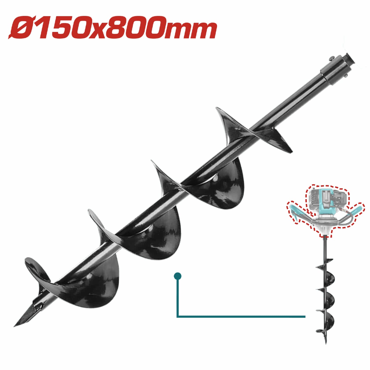 Broca en espiral para Ahoyadora Pilotera Φ150mm x 80cm TEA55221