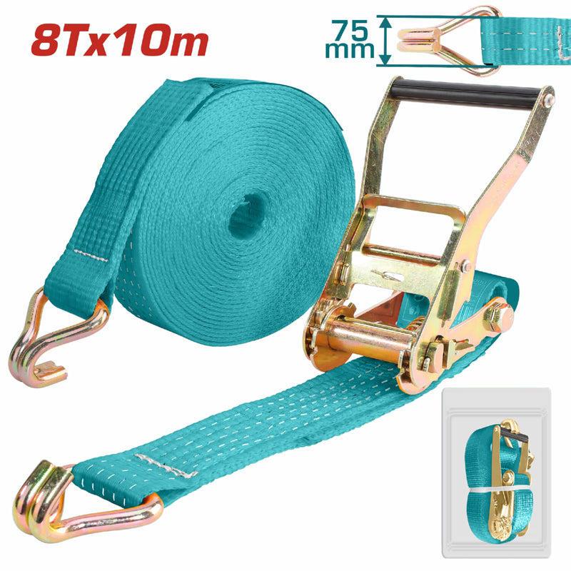 Correa Sujetadora con matraca 8T x 10m. Ancho 75mm