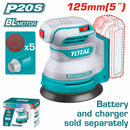 Lijadora Orbital de 5" (125mm) Litio de Batería de 20 V Incluye hojas de Lija.  No incluye Batería ni Cargador.