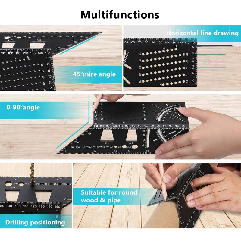 Regla de aluminio de múltiples ángulos de 45 y 90 grados para carpintería