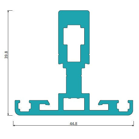 Travesaño o Pilastra de 46 mm X 40 mm. Anodizado Negro. Easy Office