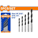 Brocas para madera tipo gusano. 5 pzas. Tamaños: 1/8",5/32",3/16",1/4", 5/16".