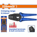 Alicate con matraca para crimpar conectores 0. 5-6mm² para terminales aislados y conectores.