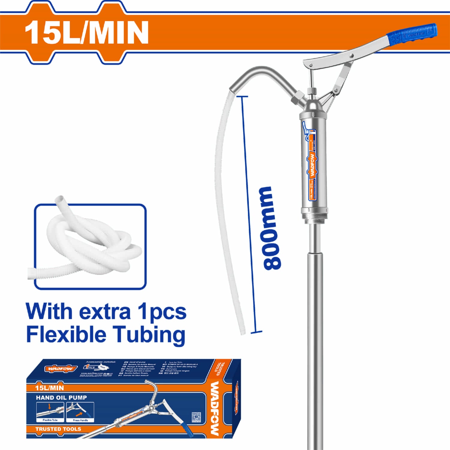 Bomba de Aceite Manual 15L/min. Long.127 cm. Fabricado en acero al carbono. Tubo removible.
