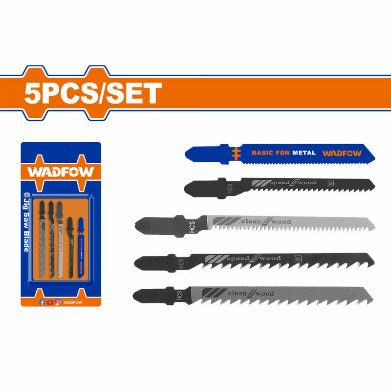 Hojas de Sierra Caladora Mixtas. (HCS T244D, T101D, T101B, T118A, HSS T118A) Set de 5 pzas.