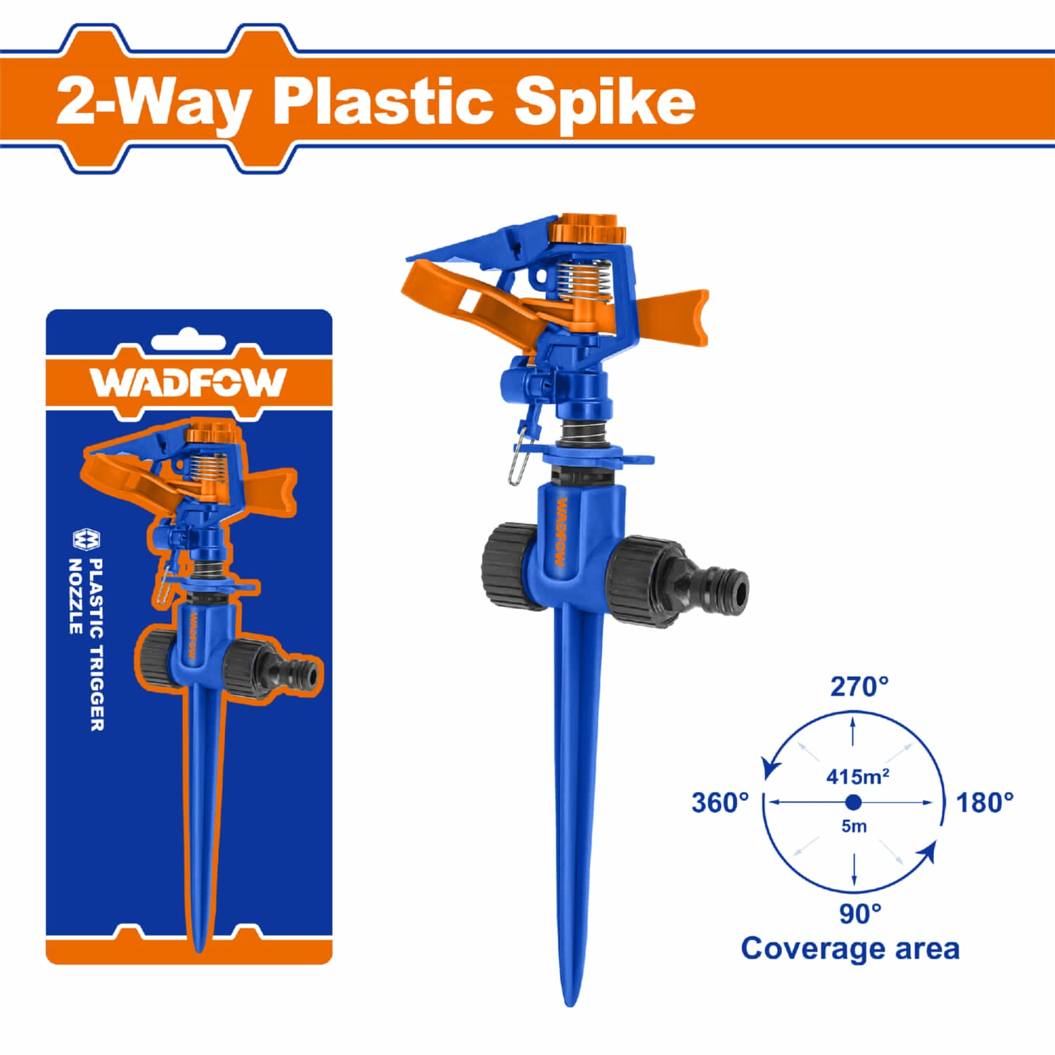 Aspersor rociador de estaca de 2 pines de plástico Para manguera de agua 3/4" Esparcidor para riego sprinkler