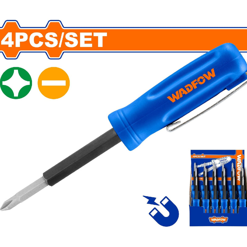 Destornillador 4 en 1 con punta intercambiable. Cr-V. (Incluye 4 cambios)