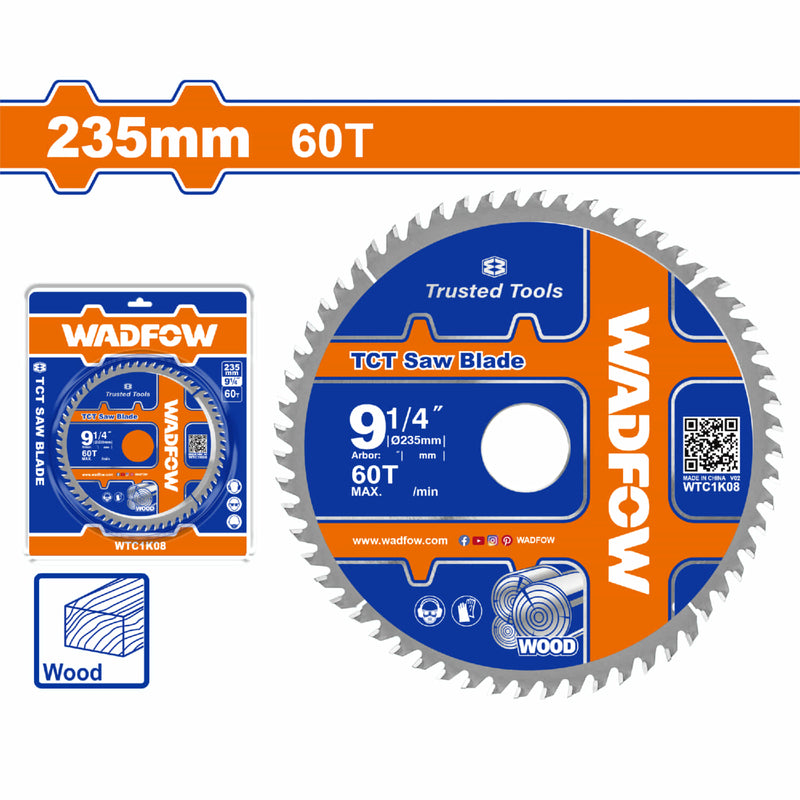 Disco de corte sierra TCT 9-1/4" 60T anillo reductor 16mm corte de madera. Ideal sierra circular.