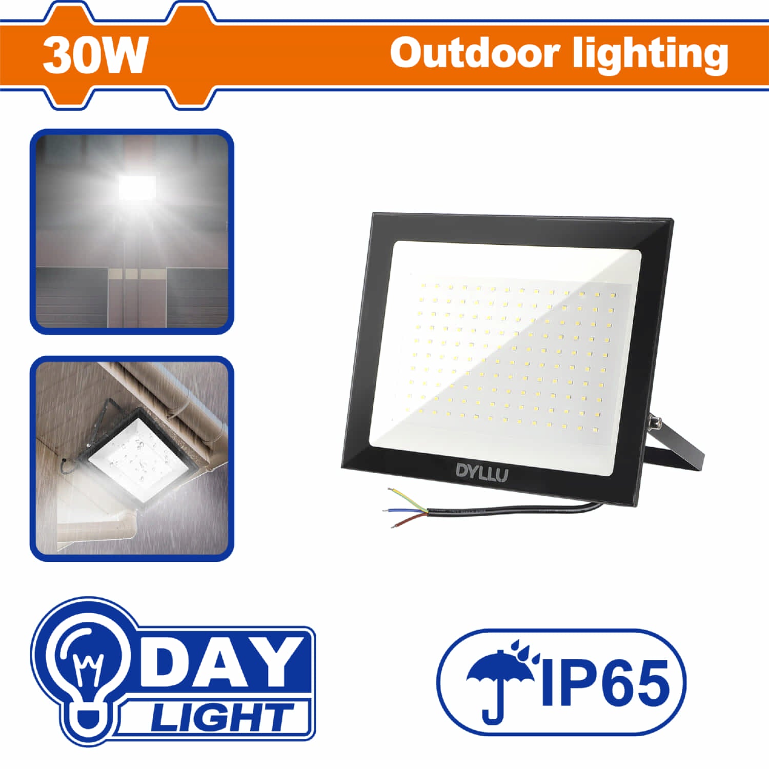 Lampara Reflectora LED 30W 6500K 110-240V ~ 50 / 60Hz. Luz Diurna. IP65. Sin enchufe. Luz de Inundación.