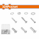 Tornillos y tuercas hexagonales con arandelas. Galvanizado. (324 piezas) Se vende en Kit. Arandela plana.