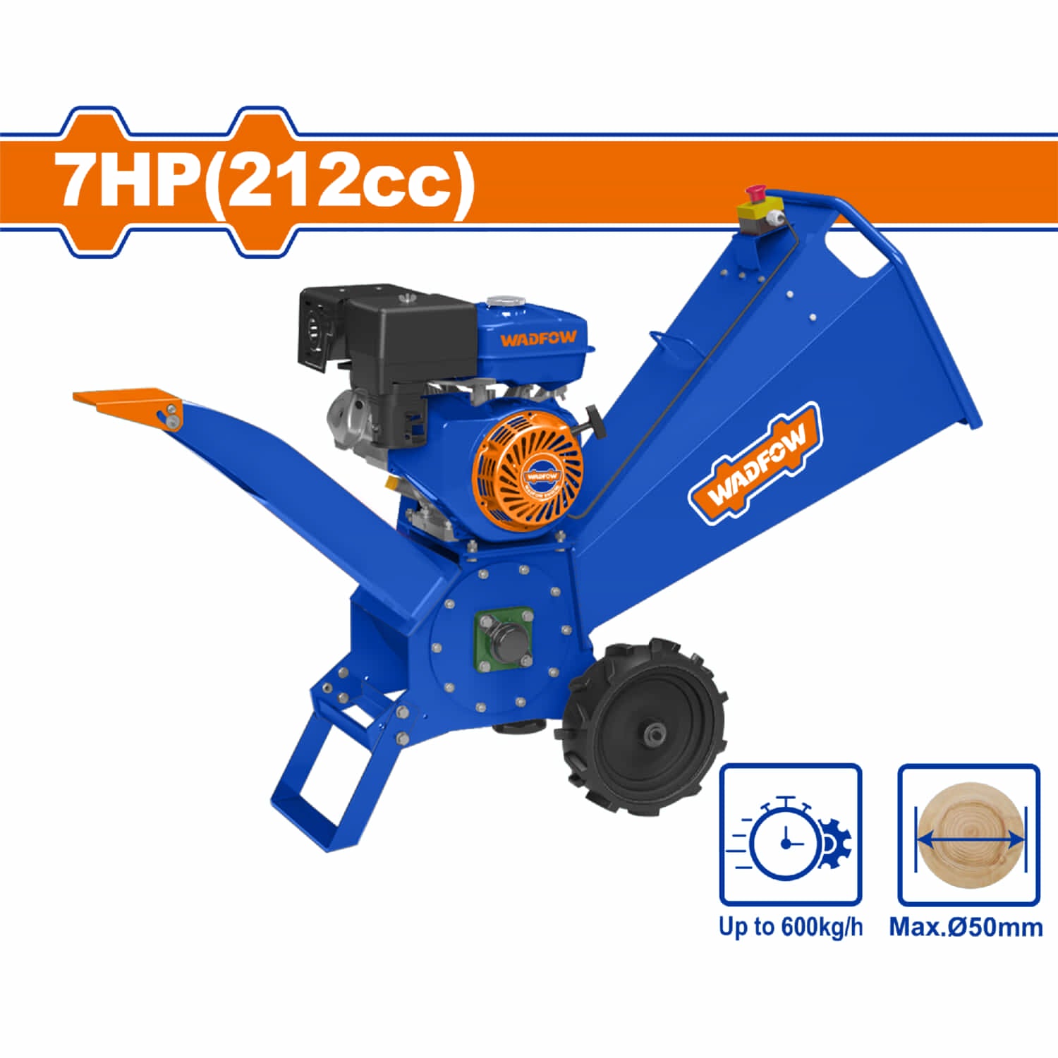 Chipeadora Picadora de Madera Biotrituradora. Capacidad (2")50mm. 7HP. Potencia max. 4.5KW/3600rpm.