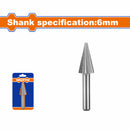 Fresa Lima Rotativa Cónica.GCr15. Vástago:6mm. Cabeza:13mm. Para motortool.