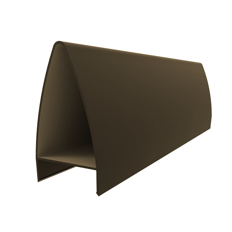 Tapa Ovalada Decorativa Muro Cortina Perfil Visto. Espesor 1.5 mm. Largo 5.85 mts. Acabado Anodizado