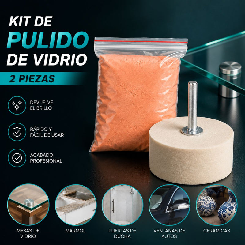 Kit de pulido de óxido de cerio y 1 rueda de lana para pulido