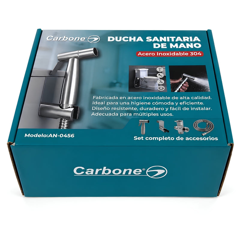 Ducha Sanitaria Tipo Teléfono de Acero Inoxidable 304 con Manguera 1.4m. Bidet de Mano para Inodoro con Válvula en T 3/8". Rociador Higiénico.