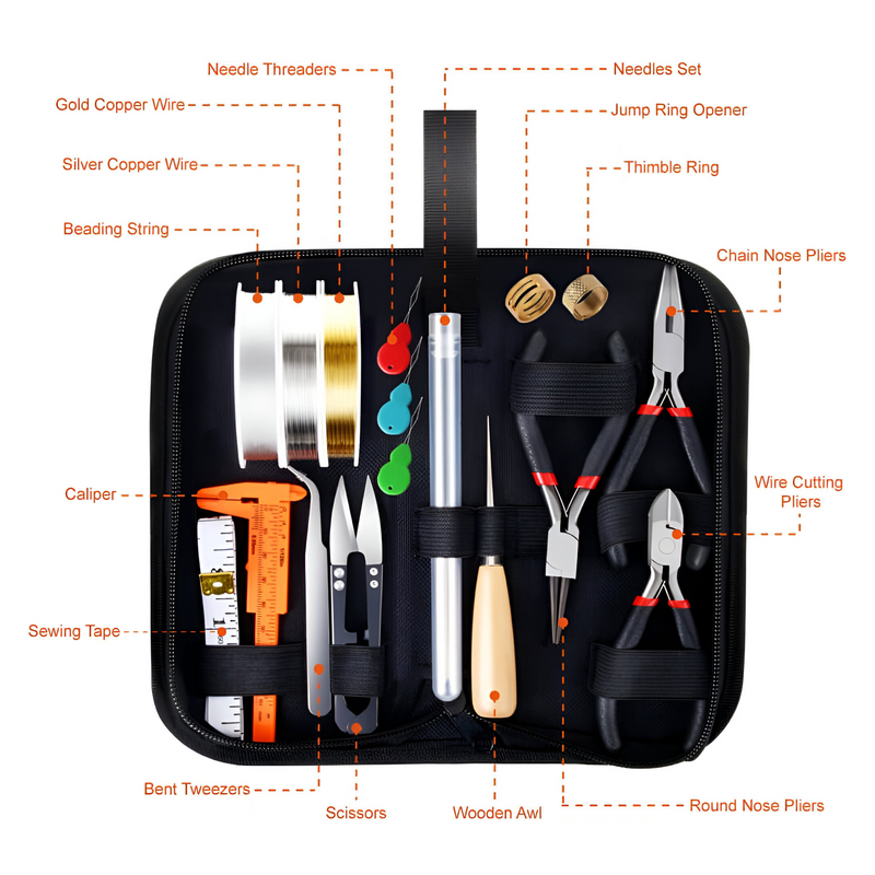 Kit de herramientas para reparar y crear joyería.