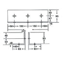 Grapa de soporte para contrafuertes de vidrio de 400 mm. satinada.