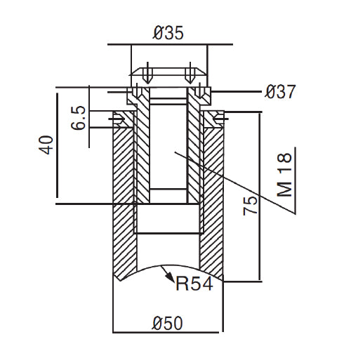 Tornillo de anclaje de arana para tubo redondo.