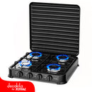 Estufa de gas portátil de cuatro quemadores, 2.2Kw cubierta de hierro antideslizante.