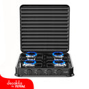 Estufa de gas portátil de cuatro quemadores, 2.2Kw cubierta de hierro antideslizante.