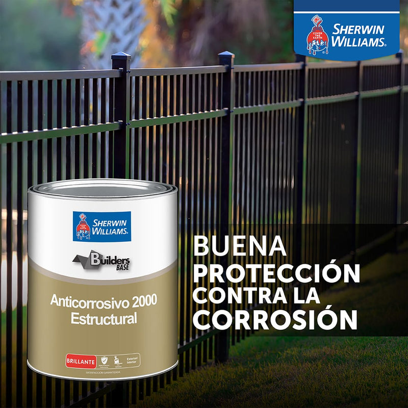 Pintura anticorrosiva brillante color gris, 1/4 Galón. Sherwin Williams