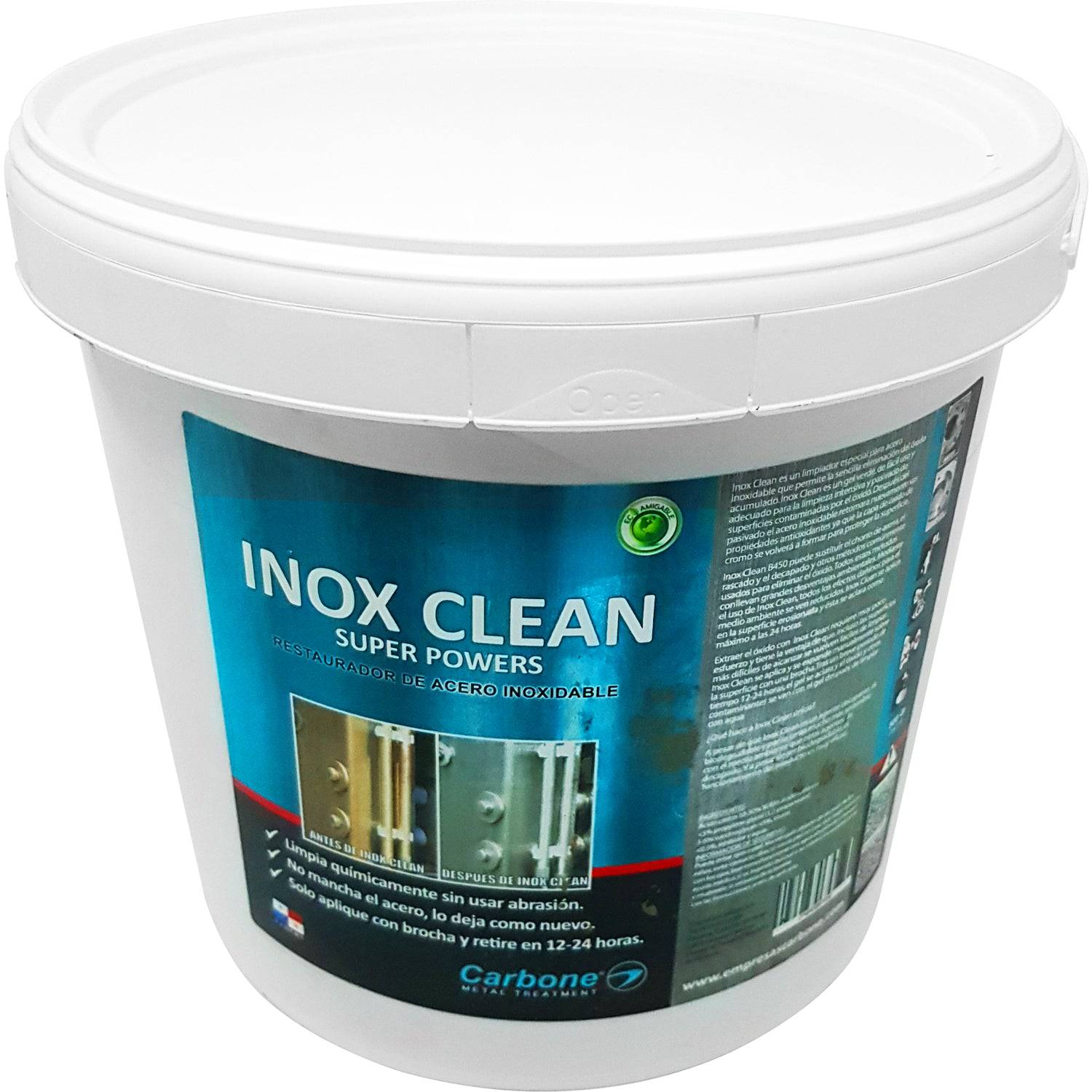 5LTS INOXCLEAN LIMPIADOR DE ACERO INOXIDASBLE RETIRE C/AGUA EN 12-24 HORAS.NO MANCHA/NO TOXICO.RINDE 500M2