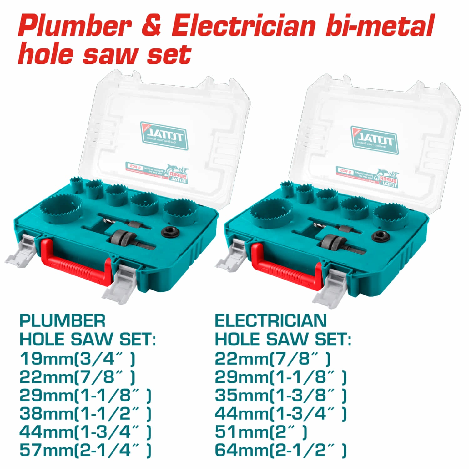 Sierra perforadora bimetalica para plomeros y electricistas. Incluye 2 Set de 9 piezas.