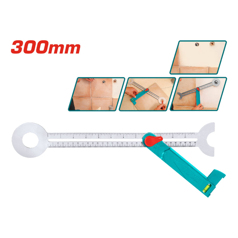 Falsa escuadra Ángulo Con métrica y pulgada hasta 75° cuadrado Longitud: 300 mm (11 pulgadas)