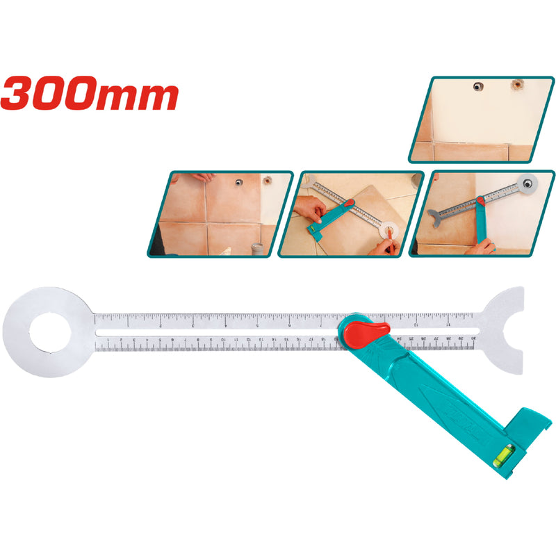Falsa escuadra Ángulo Con métrica y pulgada hasta 75° cuadrado Longitud: 300 mm (11 pulgadas)