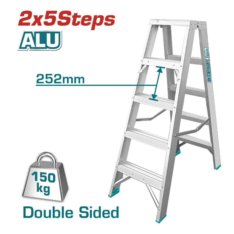 Escalera de tijera aluminio 5pasos 1.3mts
