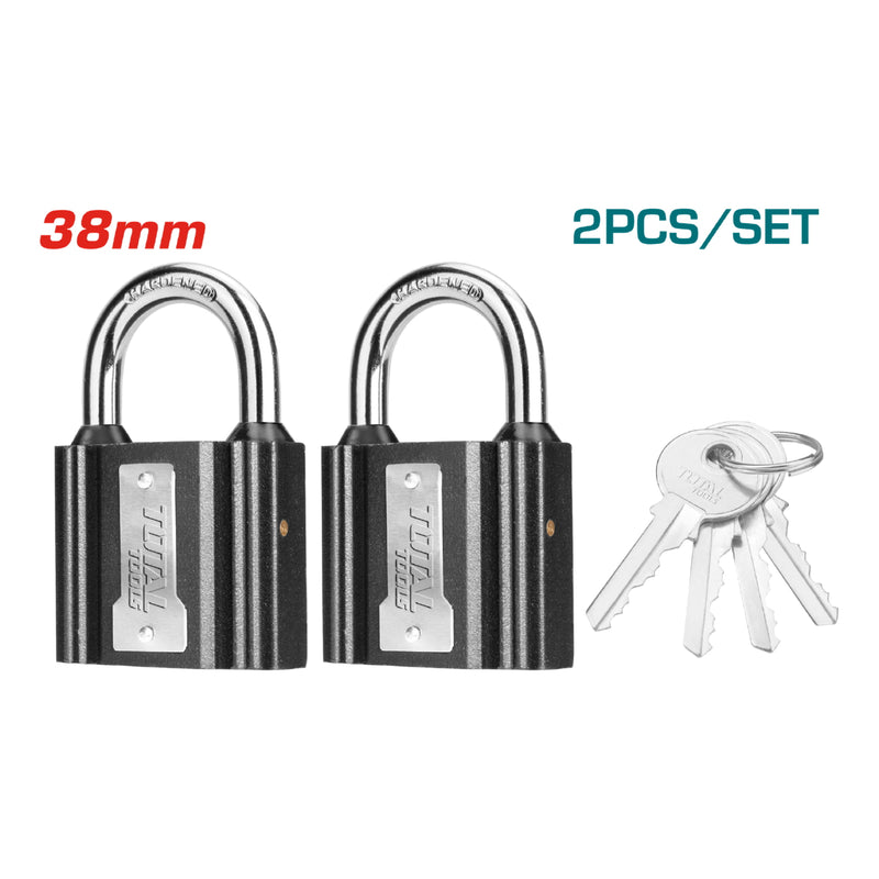 candados de hierro 38mm.Juego de 2  Con cubierta de goma impermeable. Incluye 4 llaves.
